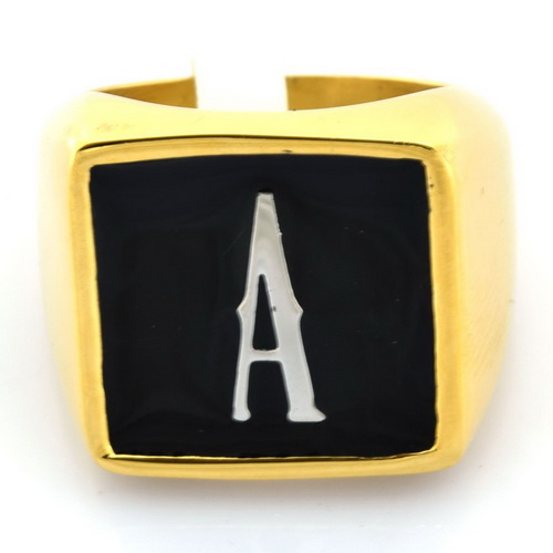 A01 custom made single letters initials enamel name ring - Click Image to Close